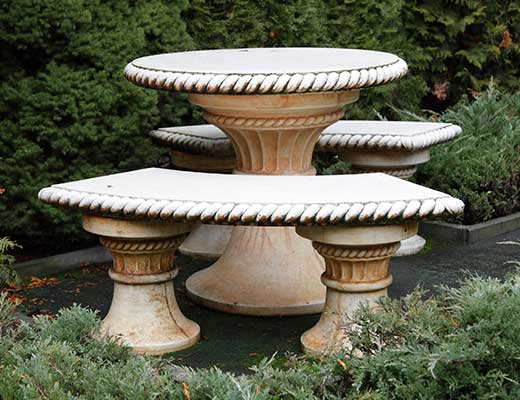 Stone & Carved Bench Tables